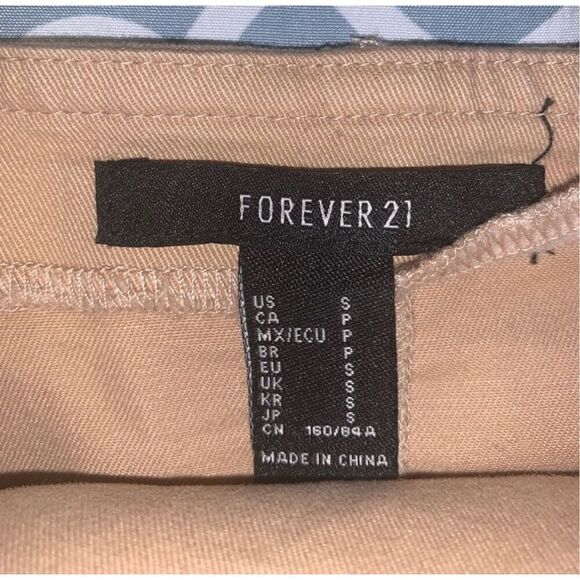 Forevef 21 khaki Denim Pinafore Mini Dress Belted size S - Picture 5 of 5